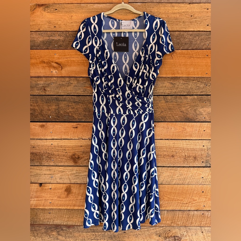Leota Compass Rose Wrap Midi Dress Size PL NWT